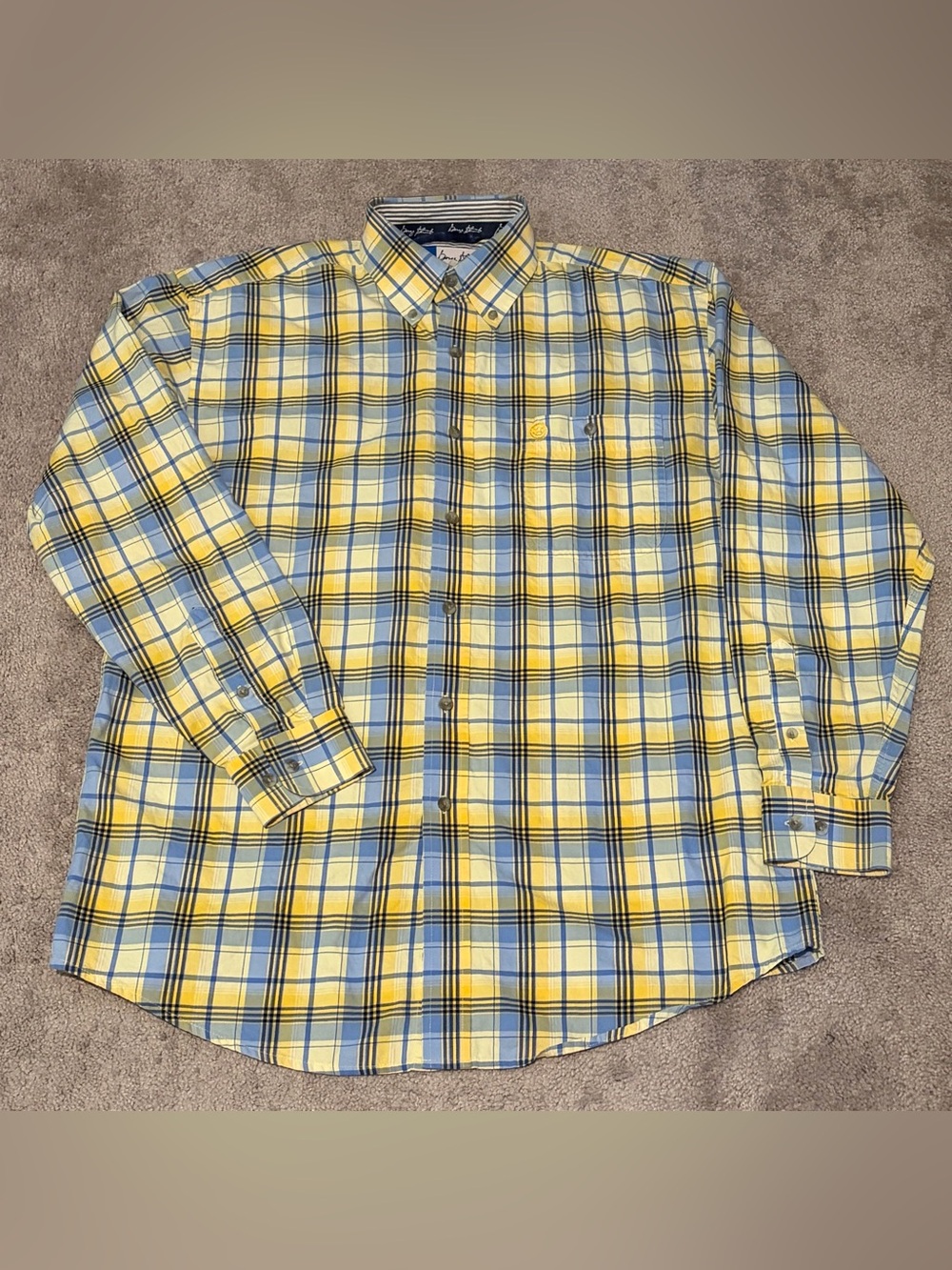 Wrangler George Strait Men’s Yellow Blue Plaid Shirt Size Large Western Cowboy